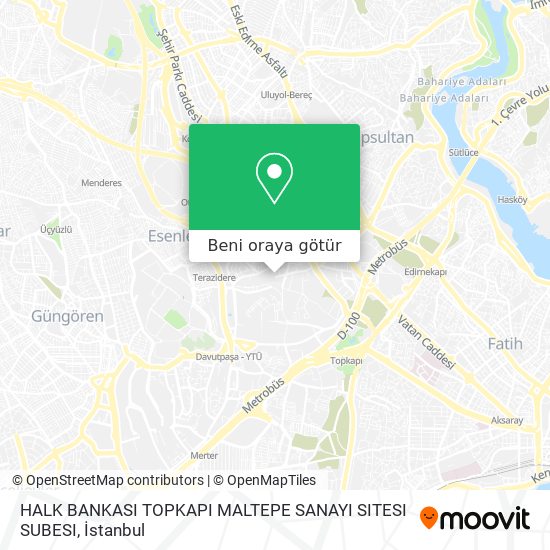 HALK BANKASI TOPKAPI MALTEPE SANAYI SITESI SUBESI harita