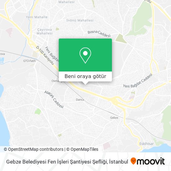 Gebze Belediyesi Fen İşleri Şantiyesi Şefliği harita