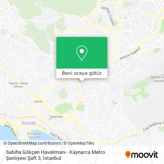 Sabiha Gökçen Havalimanı - Kaynarca Metro Şantiyesi Şaft 3 harita