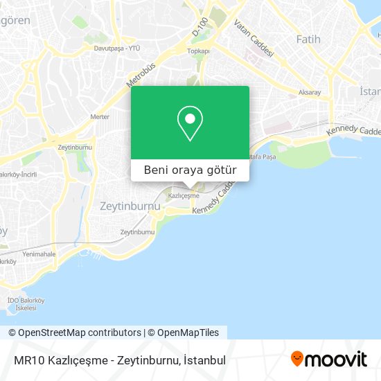 MR10 Kazlıçeşme - Zeytinburnu harita