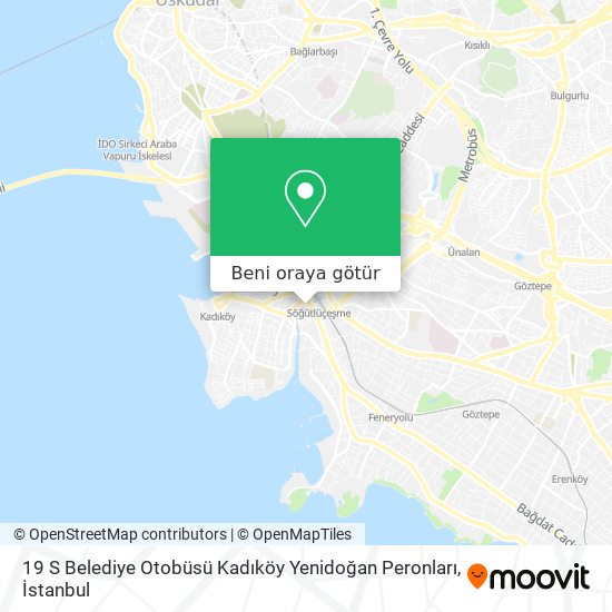 19 S Belediye Otobüsü Kadıköy Yenidoğan Peronları harita