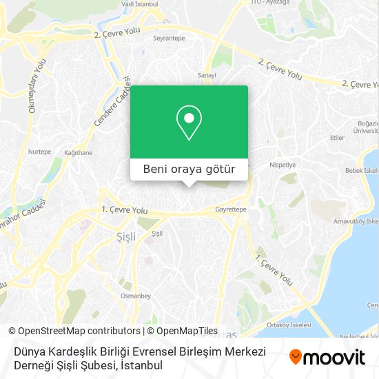 Dünya Kardeşlik Birliği Evrensel Birleşim Merkezi Derneği Şişli Şubesi harita