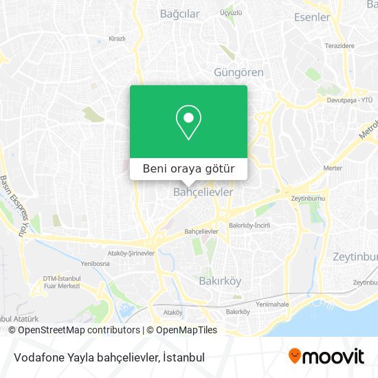 Vodafone Yayla bahçelievler harita