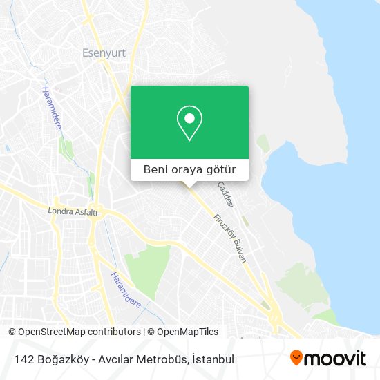 142 Boğazköy - Avcılar Metrobüs harita