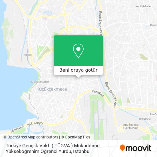 Türkiye Gençlik Vakfı ( TÜGVA ) Mukaddime Yükseköğrenim Öğrenci Yurdu harita