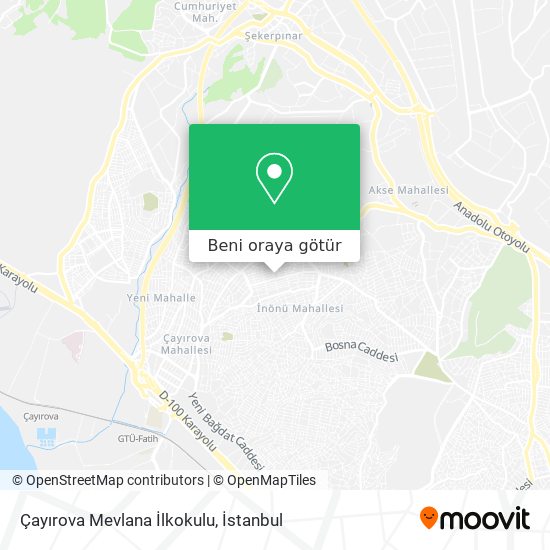 Çayırova Mevlana İlkokulu harita