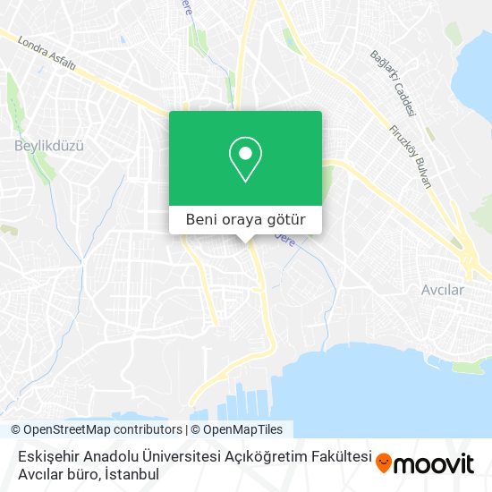 Eskişehir Anadolu Üniversitesi Açıköğretim Fakültesi Avcılar büro harita