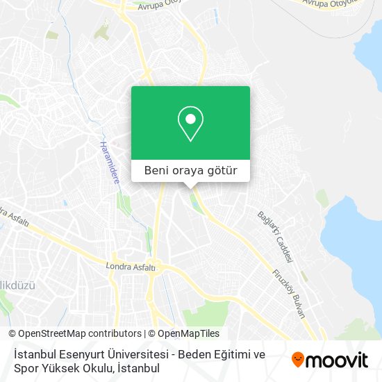 İstanbul Esenyurt Üniversitesi - Beden Eğitimi ve Spor Yüksek Okulu harita