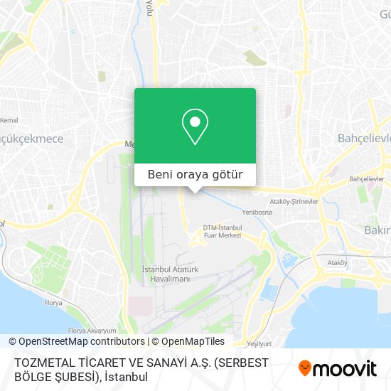 TOZMETAL TİCARET VE SANAYİ A.Ş. (SERBEST BÖLGE ŞUBESİ) harita