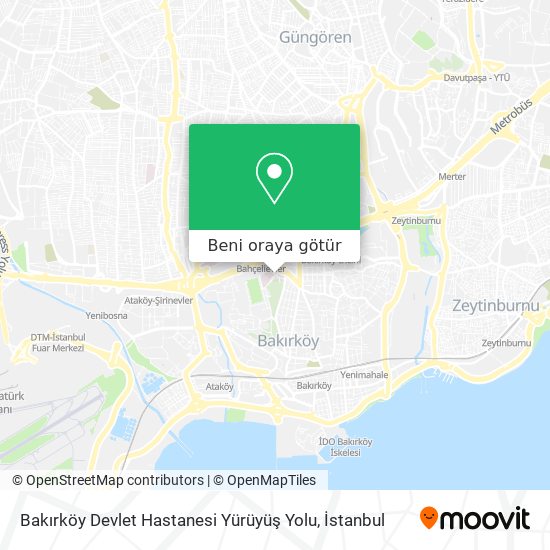 Bakırköy Devlet Hastanesi Yürüyüş Yolu harita