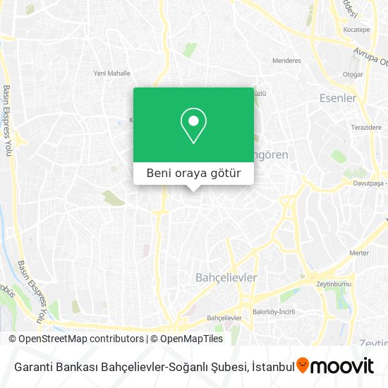 Garanti Bankası Bahçelievler-Soğanlı Şubesi harita