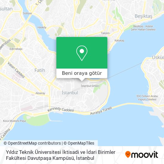 Yıldız Teknik Üniversitesi İktisadi ve İdari Birimler Fakültesi Davutpaşa Kampüsü harita