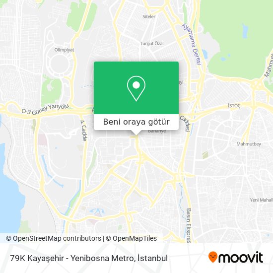 79K Kayaşehir - Yenibosna Metro harita