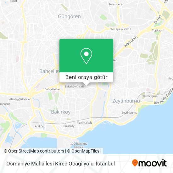 Osmaniye Mahallesi Kirec Ocagi yolu harita