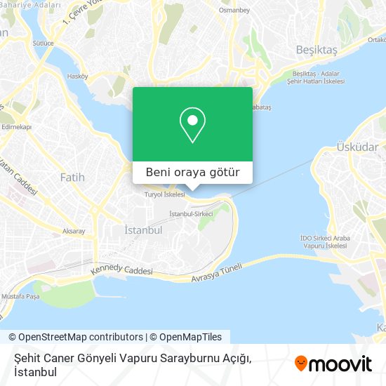 Şehit Caner Gönyeli Vapuru Sarayburnu Açığı harita