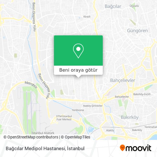 Bağcılar Medipol Hastanesi harita