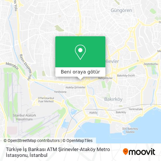 Türkiye İş Bankası ATM Şirinevler-Ataköy Metro İstasyonu harita