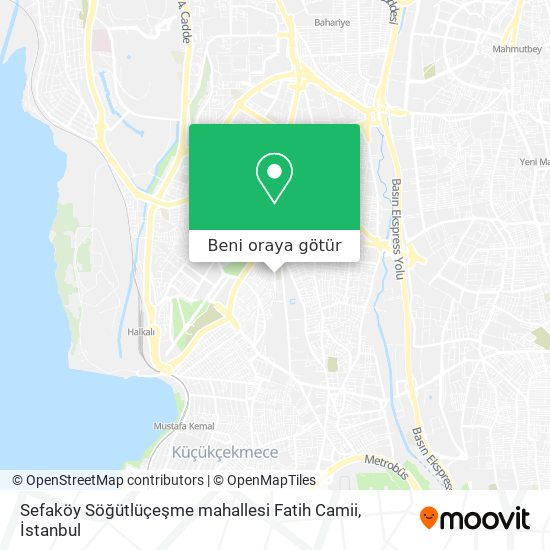 Sefaköy Söğütlüçeşme mahallesi Fatih Camii harita