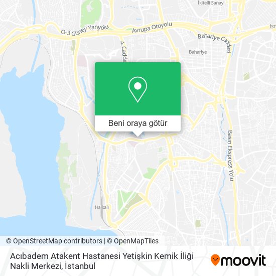 Acıbadem Atakent Hastanesi Yetişkin Kemik İliği Nakli Merkezi harita