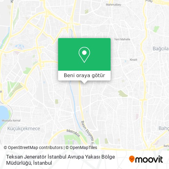 Teksan Jeneratör İstanbul Avrupa Yakası Bölge Müdürlüğü harita