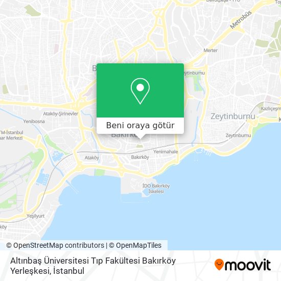 Altınbaş Üniversitesi Tıp Fakültesi Bakırköy Yerleşkesi harita