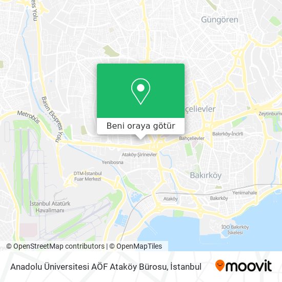 Anadolu Üniversitesi AÖF Ataköy Bürosu harita