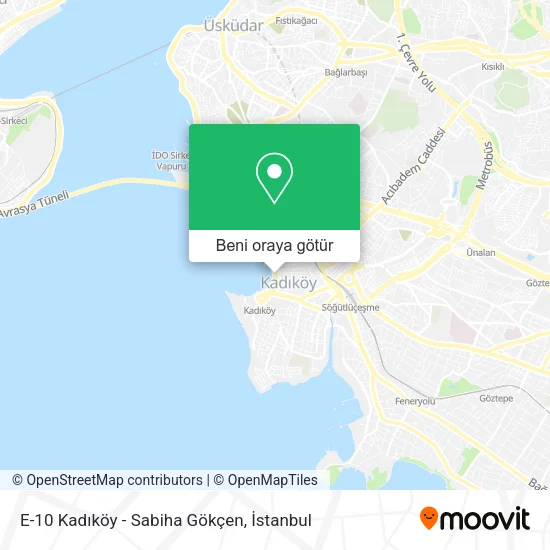 E-10 Kadıköy - Sabiha Gökçen harita