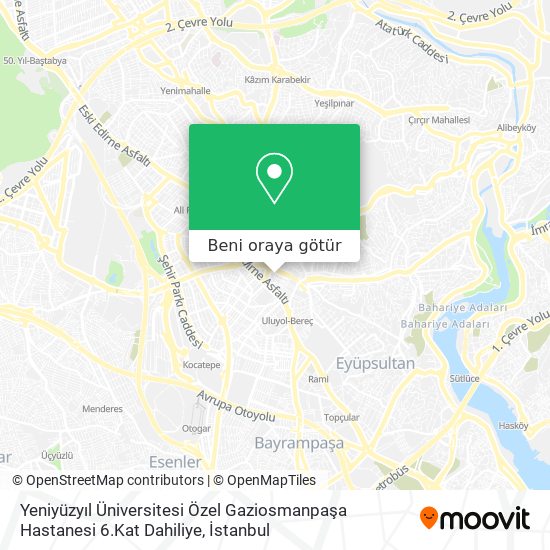 Yeniyüzyıl Üniversitesi Özel Gaziosmanpaşa Hastanesi 6.Kat Dahiliye harita
