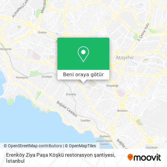 Erenköy Ziya Paşa Köşkü restorasyon şantiyesi harita