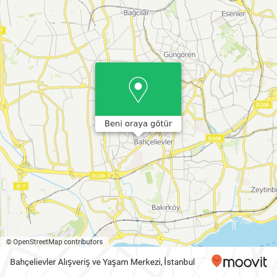 Bahçelievler Alışveriş ve Yaşam Merkezi harita