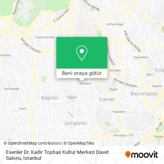 Esenler Dr. Kadir Topbas Kultur Merkezi Davet Salonu harita