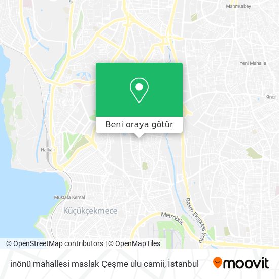 inönü mahallesi maslak Çeşme ulu camii harita