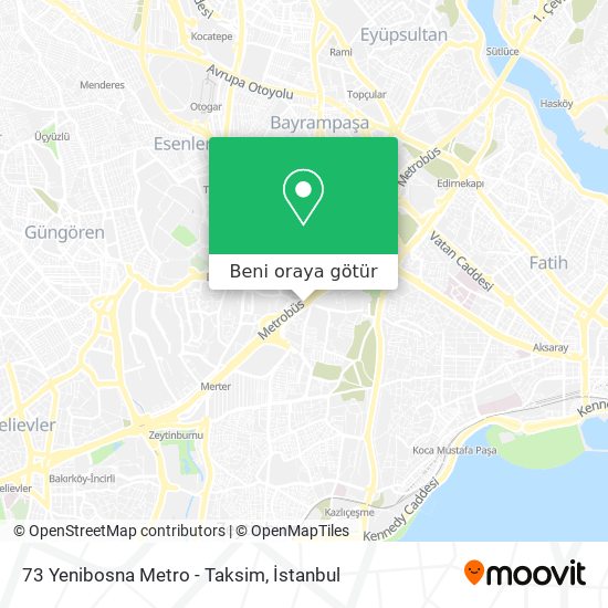 73 Yenibosna Metro - Taksim harita