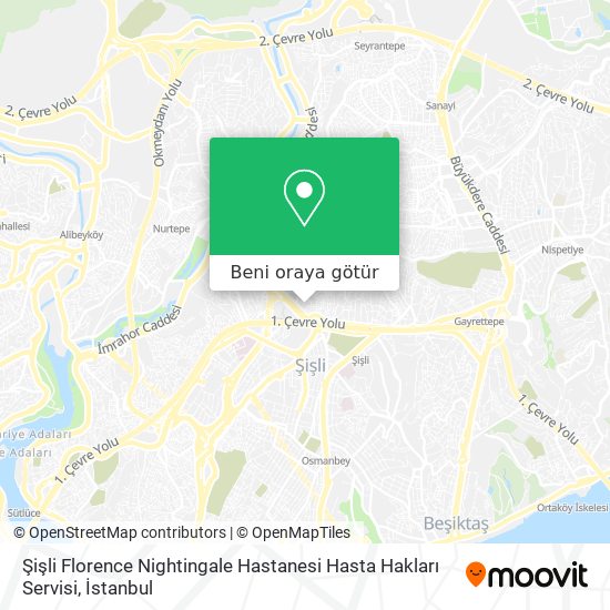 Şişli Florence Nightingale Hastanesi Hasta Hakları Servisi harita