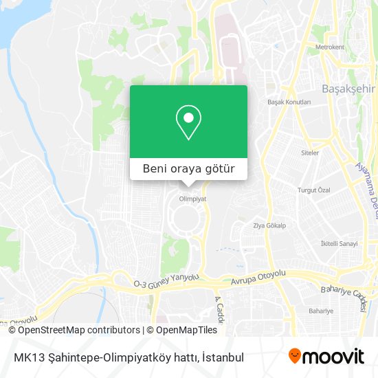 MK13 Şahintepe-Olimpiyatköy hattı harita