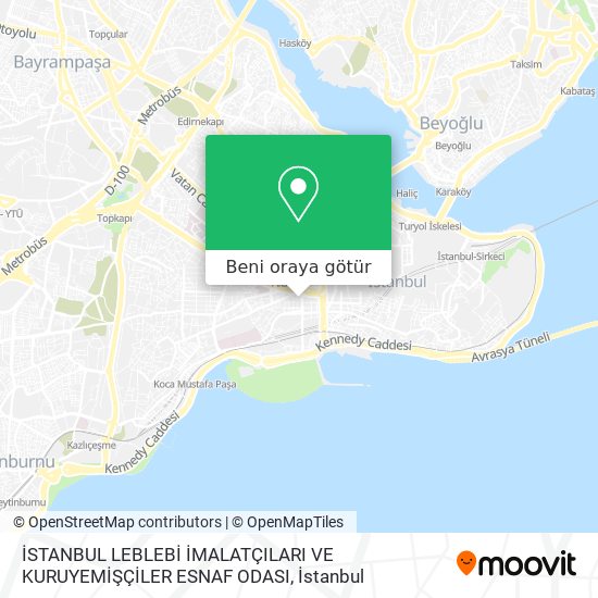 İSTANBUL LEBLEBİ İMALATÇILARI  VE KURUYEMİŞÇİLER ESNAF ODASI harita