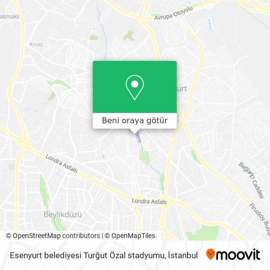 Esenyurt belediyesi Turğut Özal stadyumu harita