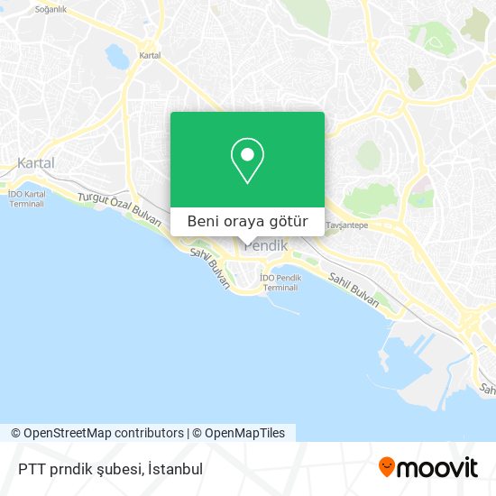 PTT prndik şubesi harita