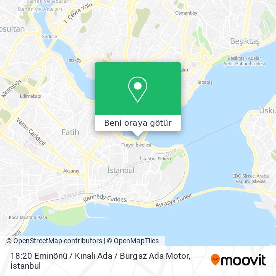 18:20 Eminönü / Kınalı Ada / Burgaz Ada Motor harita