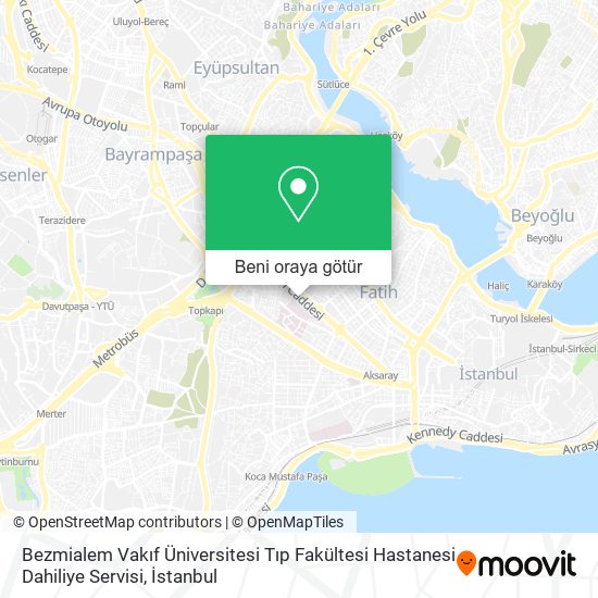 Bezmialem Vakıf Üniversitesi Tıp Fakültesi Hastanesi Dahiliye Servisi harita