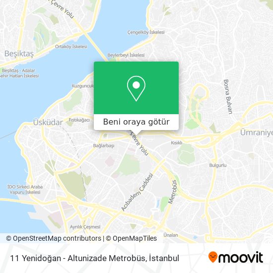 11 Yenidoğan - Altunizade Metrobüs harita