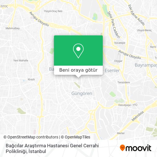 Bağcılar Araştırma Hastanesi Genel Cerrahi Polikliniği harita