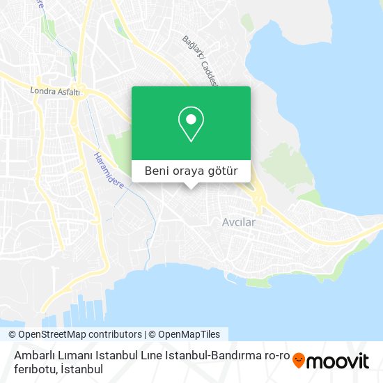 Ambarlı Lımanı Istanbul Lıne Istanbul-Bandırma ro-ro ferıbotu harita