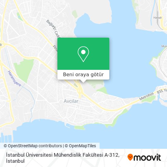 İstanbul Üniversitesi Mühendislik Fakültesi A-312 harita