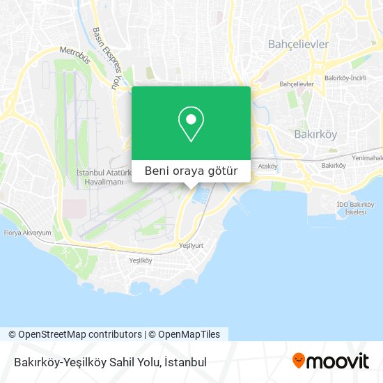 Bakırköy-Yeşilköy Sahil Yolu harita