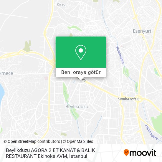 Beylikdüzü AGORA 2 ET KANAT & BALİK RESTAURANT Ekinoks AVM harita