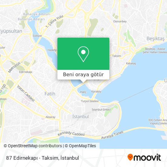 87 Edirnekapı - Taksim harita