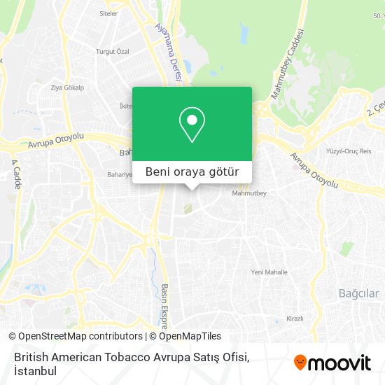 British American Tobacco Avrupa Satış Ofisi harita