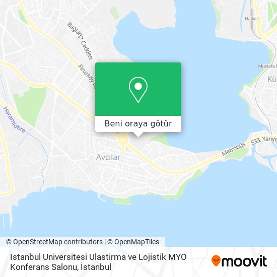 Istanbul Universitesi Ulastirma ve Lojistik MYO Konferans Salonu harita