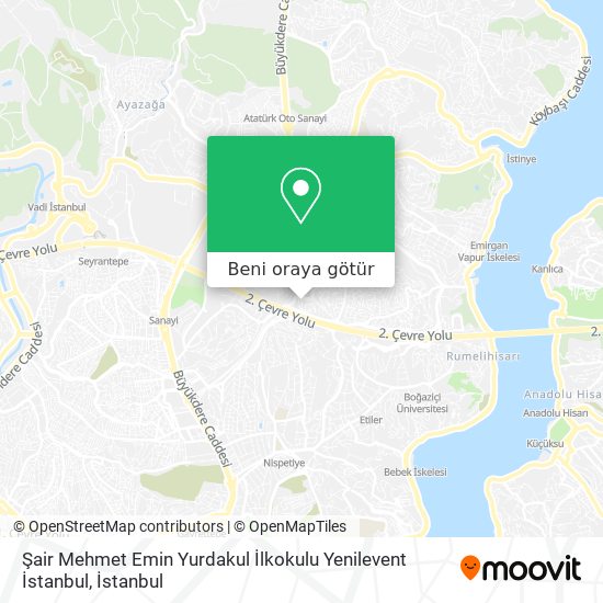 Şair Mehmet Emin Yurdakul İlkokulu Yenilevent İstanbul harita